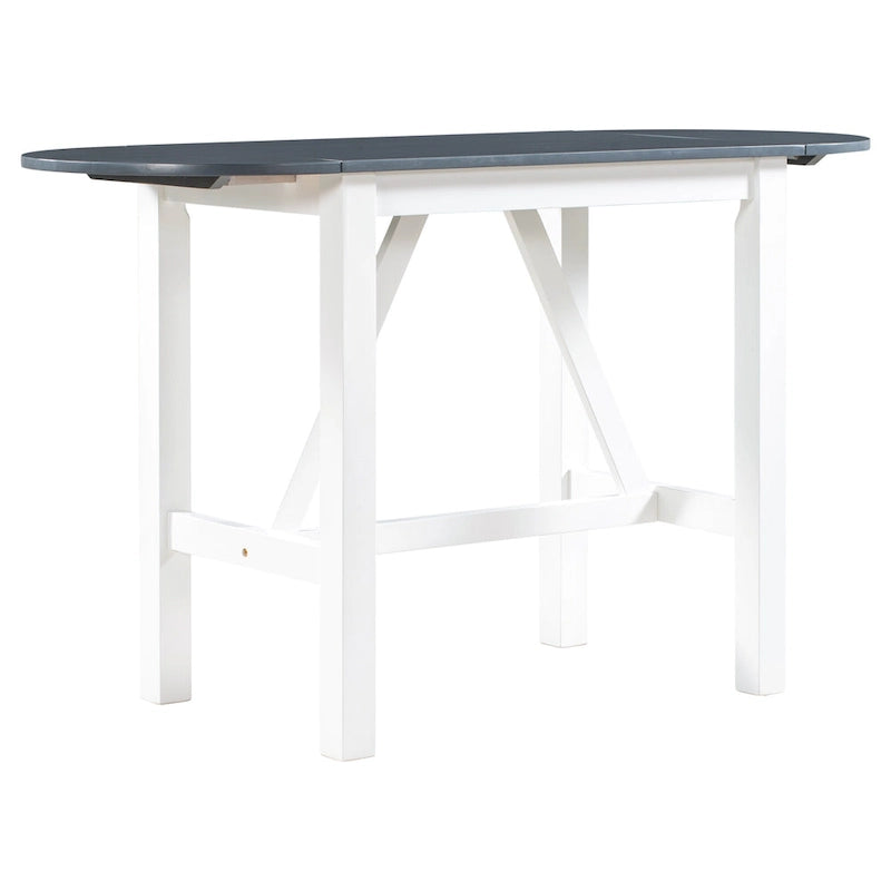 3-Piece Wooden Counter Height Dining Table Set with Drop Leaf Table & 2 Chairs
