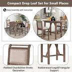3-Piece Wooden Counter Height Dining Table Set with Drop Leaf Table & 2 Chairs