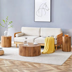 Modern 3-piece Round Coffee Table Set with Wood Grain Sticker Desktop for Living Room