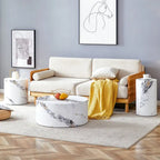 Modern 3-piece Round Coffee Table Set with Wood Grain Sticker Desktop for Living Room