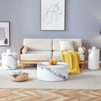 Modern 3-piece Round Coffee Table Set with Wood Grain Sticker Desktop for Living Room