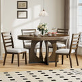 Vintage Style 5-piece Dining Set with Extendable Table and 4 Upholstered Chairs