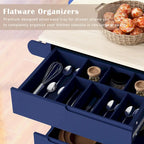 Kitchen Island with Wooden Top, Mobile Island on Locking Wheels, Rolling Cart with Flatware Organizer & 8 Handle-Free Drawers