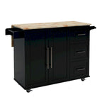 Large Farmhouse Kitchen Island Modern Mobile Kitchen Island Spice Rack Towel Rack and Extendable Solid Wood Table Top