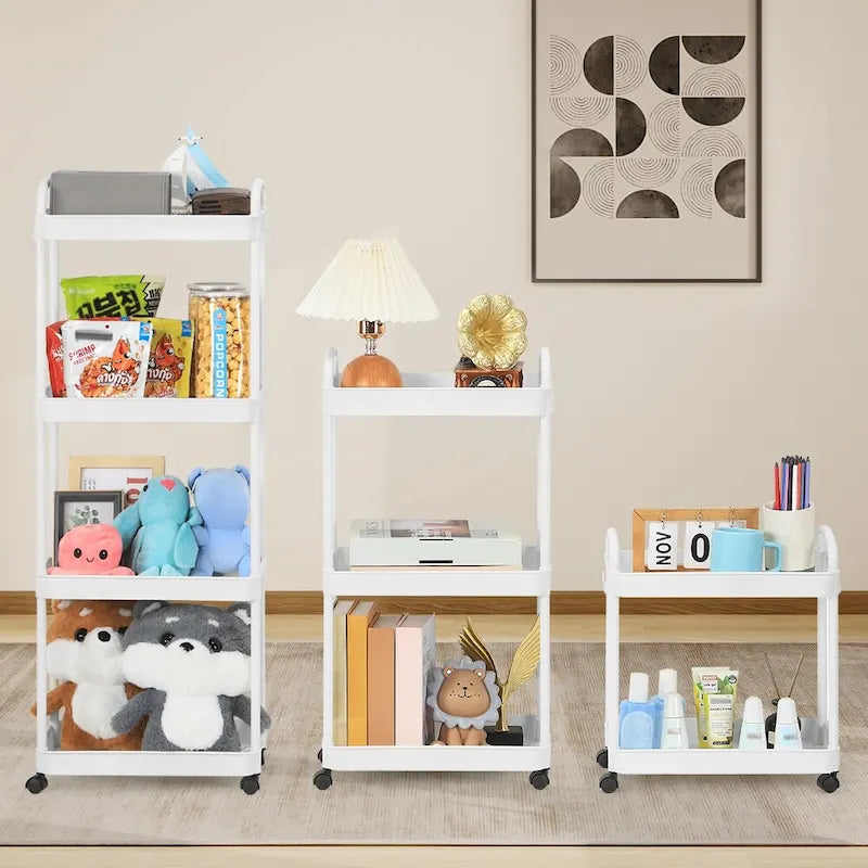 Storage Cart, Shelf Organizer Mobile Shelving, Multifunction Movable Storage Organizer