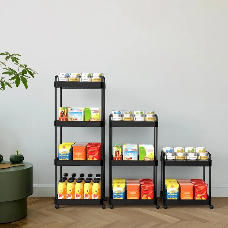 Storage Cart, Shelf Organizer Mobile Shelving, Multifunction Movable Storage Organizer