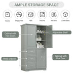 Tall and Wide Storage Cabinet with Doors for Bathroom/Office,Three Drawers - N/A