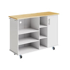 47W Kitchen Storage Island Cart with 6 Open Shelves and 1 Cabinet