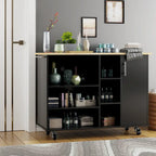 47W Kitchen Storage Island Cart with 6 Open Shelves and 1 Cabinet