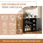 47W Kitchen Storage Island Cart with 6 Open Shelves and 1 Cabinet