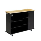 47W Kitchen Storage Island Cart with 6 Open Shelves and 1 Cabinet