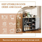 47W Kitchen Storage Island Cart with 6 Open Shelves and 1 Cabinet