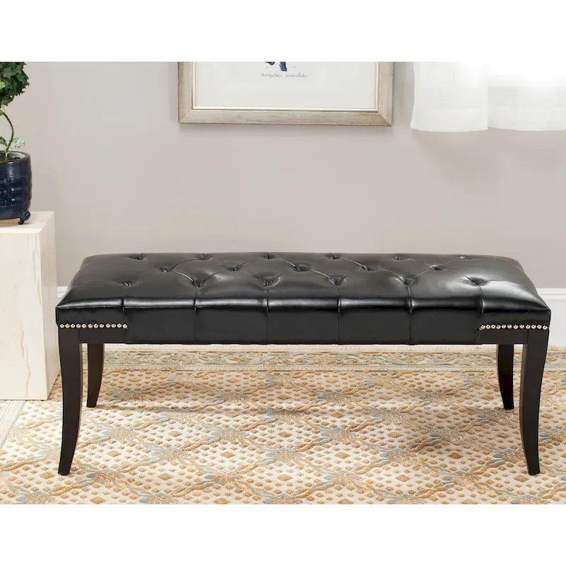 SAFAVIEH Leia Cream Tufted Nailhead Bench - 48Wx20Dx19H