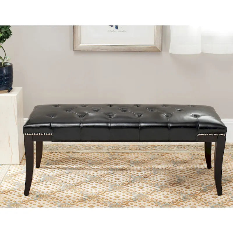SAFAVIEH Leia Cream Tufted Nailhead Bench - 48Wx20Dx19H