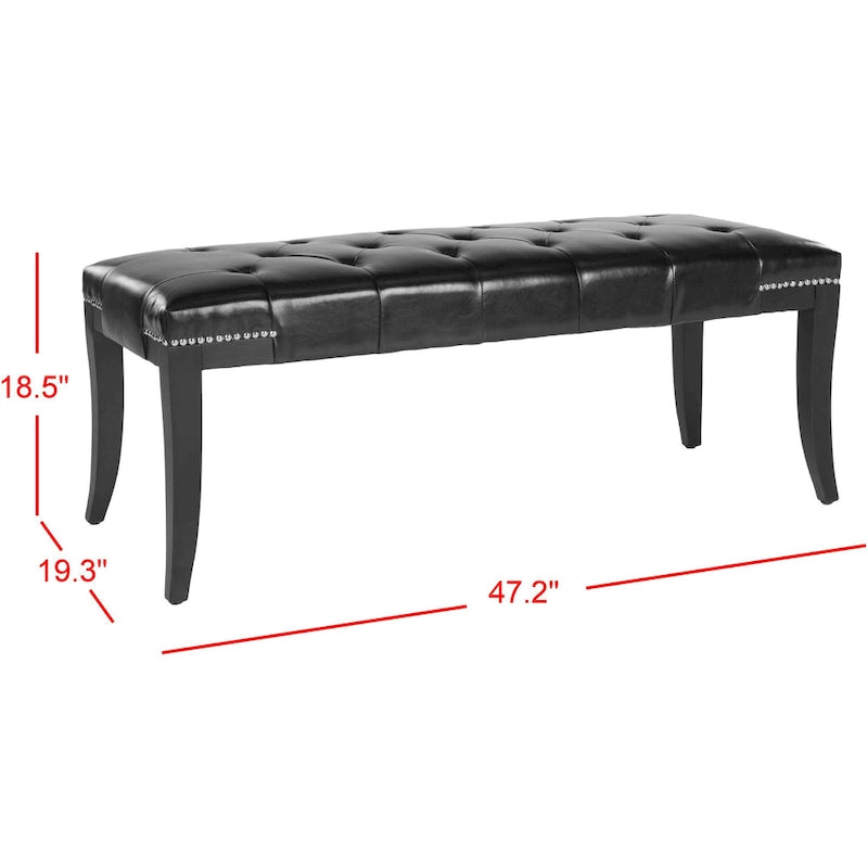 SAFAVIEH Leia Cream Tufted Nailhead Bench - 48Wx20Dx19H