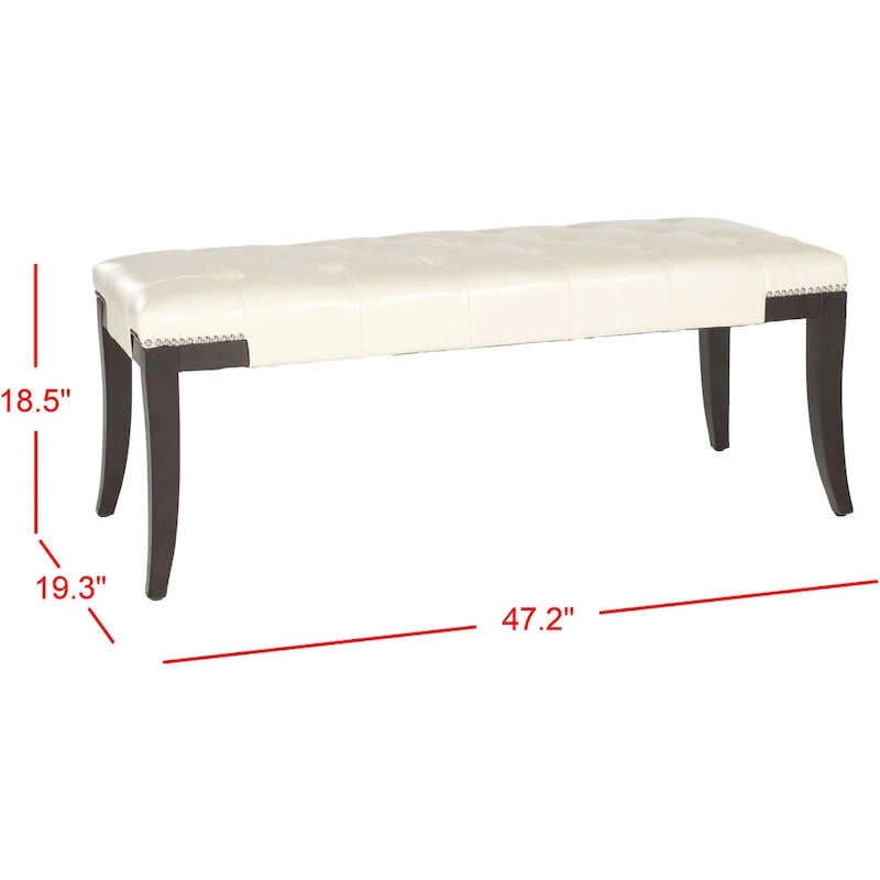 SAFAVIEH Leia Cream Tufted Nailhead Bench - 48Wx20Dx19H
