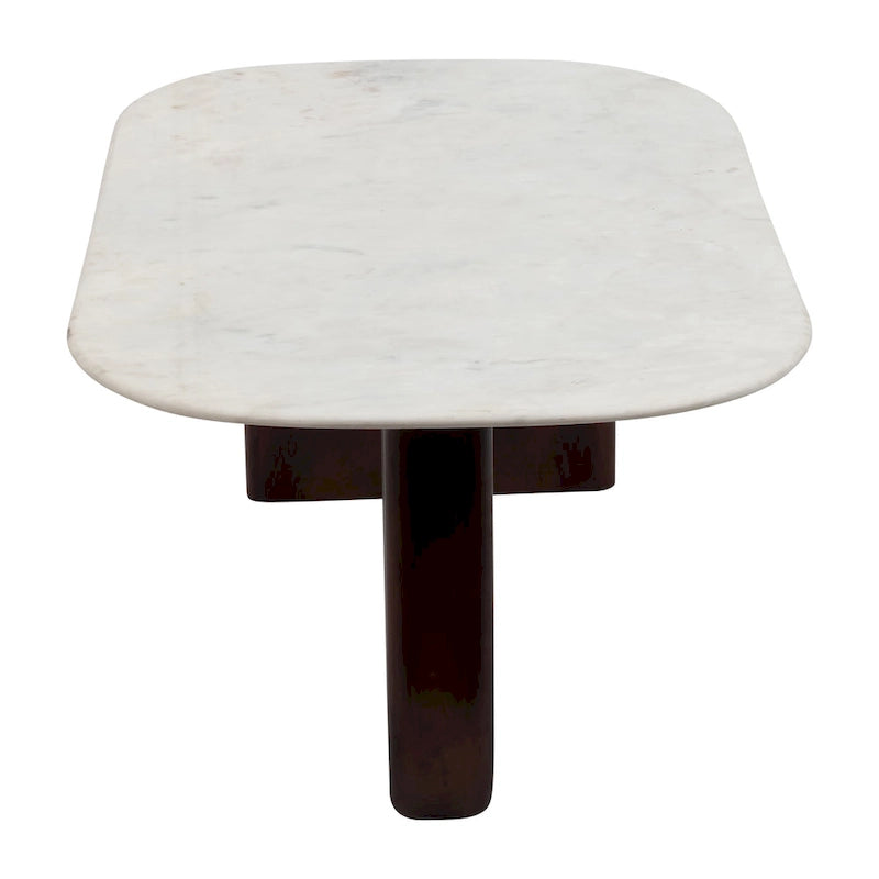 Sagebrook Home Modern Marble and Wood 16H Abstract Oval Coffee Table - 48 x 24 x 16