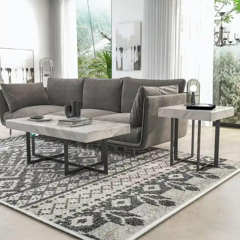 Granala Contemporary Steel 2-Piece Storage Coffee Table Set by Furniture of America