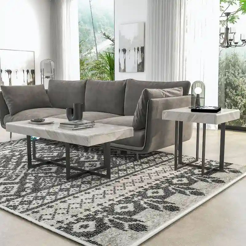 Granala Contemporary Steel 2-Piece Storage Coffee Table Set by Furniture of America