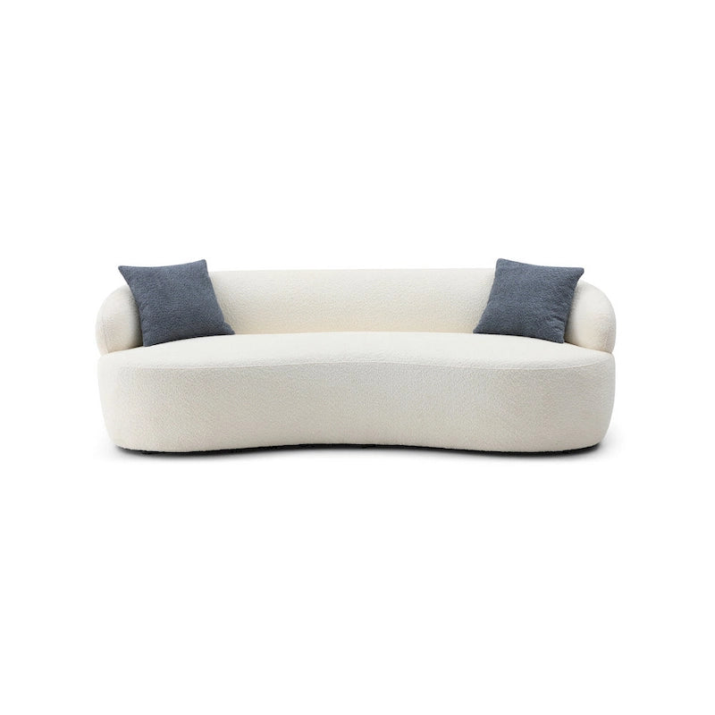 Beige Mid-Century Modern Curved Sofa - 35.00 x 86.00 x 27.00