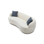 Beige Mid-Century Modern Curved Sofa - 35.00 x 86.00 x 27.00