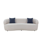 Beige Mid-Century Modern Curved Sofa - 35.00 x 86.00 x 27.00