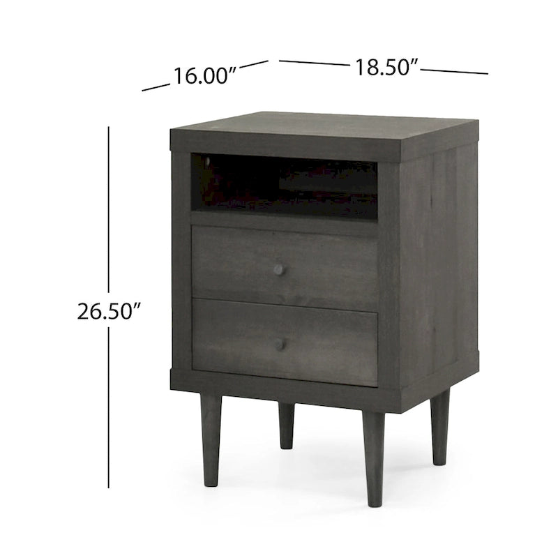 Mid-Century 2-Drawer Nightstand - Multiple Colors