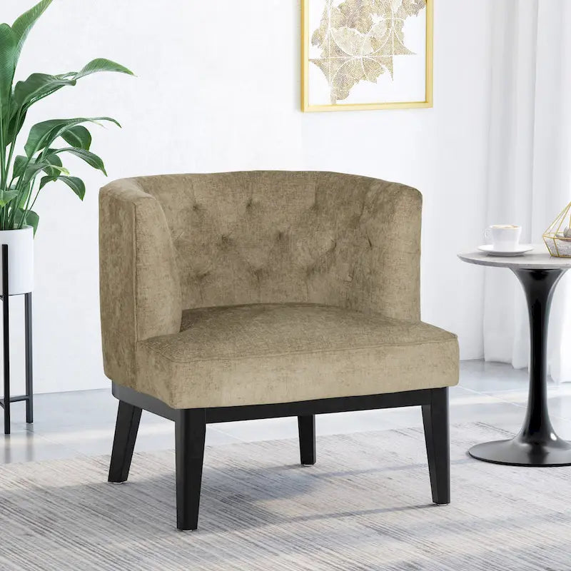 Clough Fabric or Faux Leather Tufted Accent Chair by Christopher Knight Home