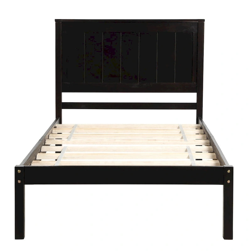 Platform Bed Frame with Headboard, Wood Slat Support