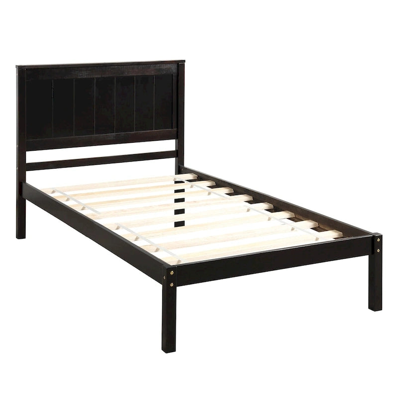 Platform Bed Frame with Headboard, Wood Slat Support