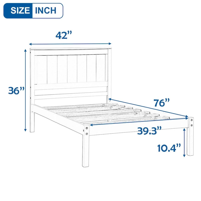 Platform Bed Frame with Headboard, Wood Slat Support