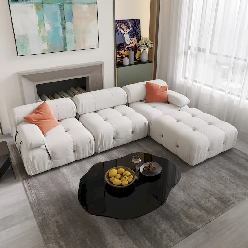 L-shape Velvet Modern Sectional Sofa Soft Couch