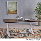 Cassia Farmhouse Traditional Table Acacia Wood with Legs by Christopher Knight Home - dark brown + white