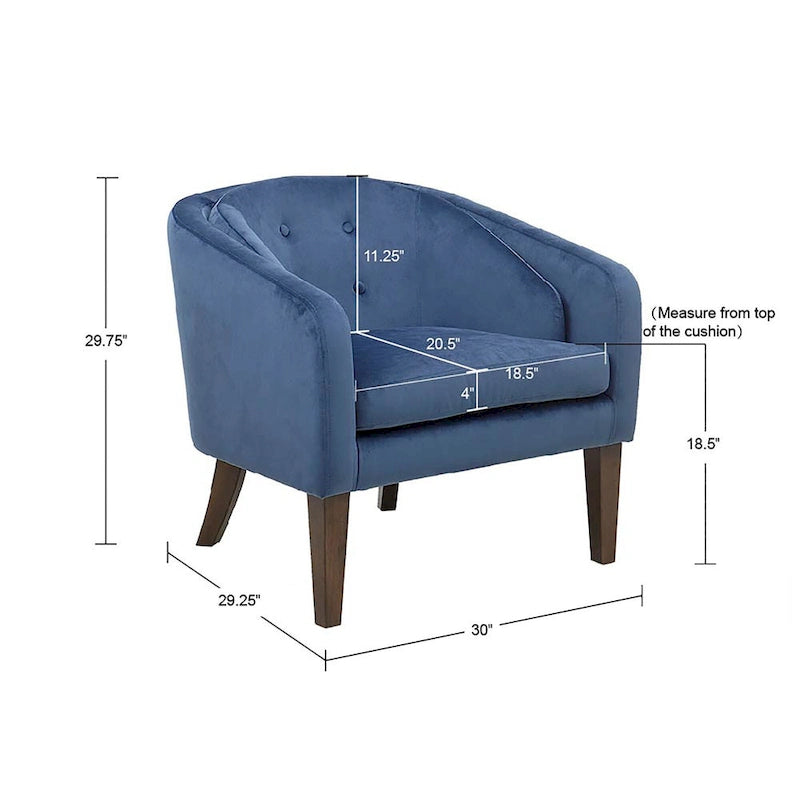 Madison Park Cora Blue Upholstered Tufted Mid-Century Accent Chair