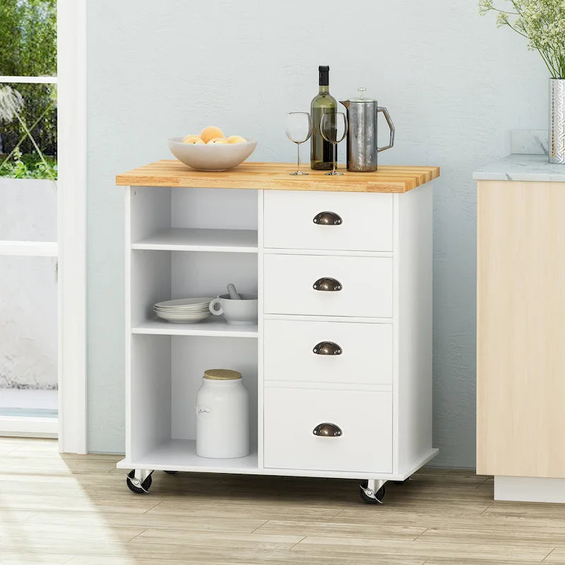 Provence Contemporary Kitchen Cart with Wheels by  - 31.50 W x 17.75 D x 34.50 H