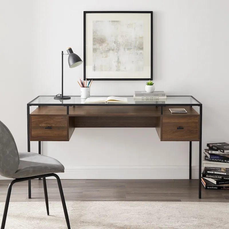 Middlebrook 56-inch Glass Top Writing Desk