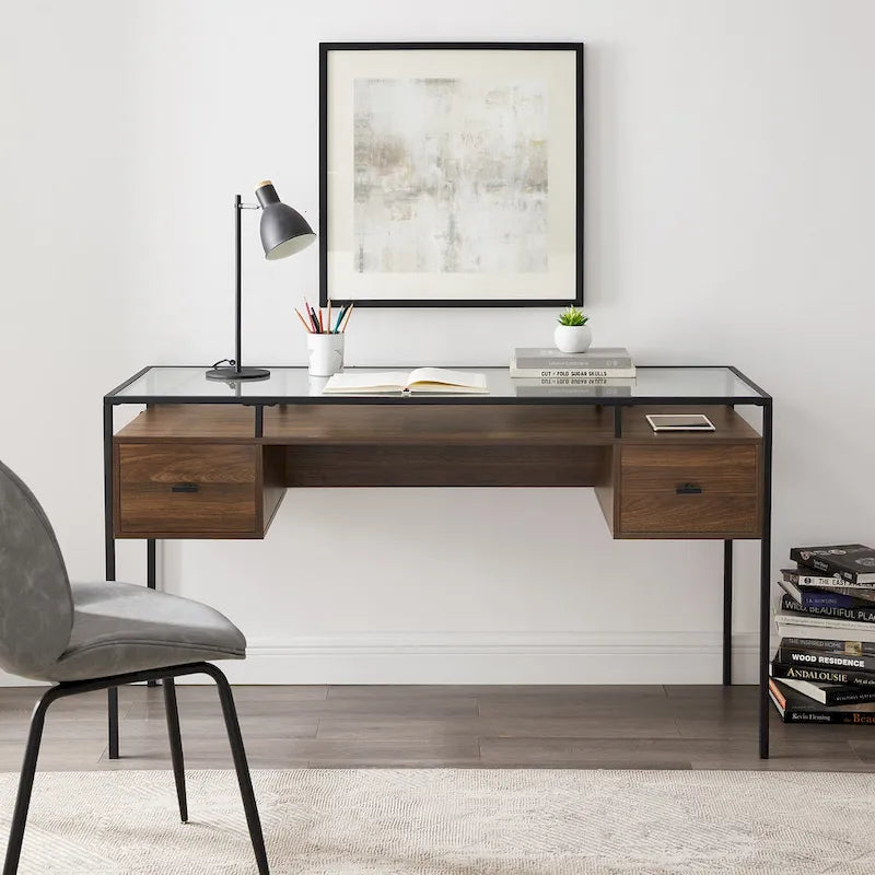 Middlebrook 56-inch Glass Top Writing Desk