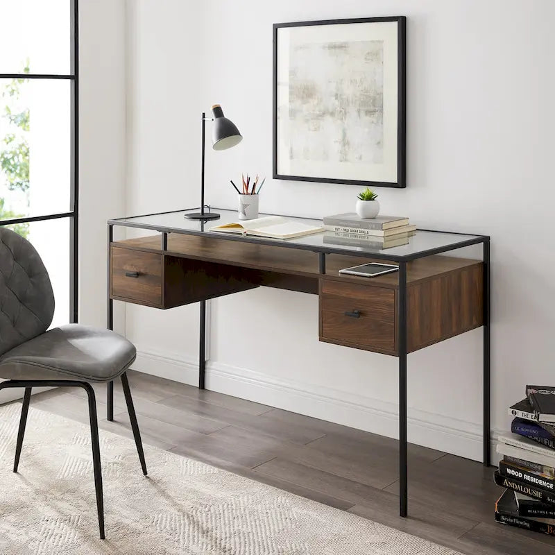 Middlebrook 56-inch Glass Top Writing Desk