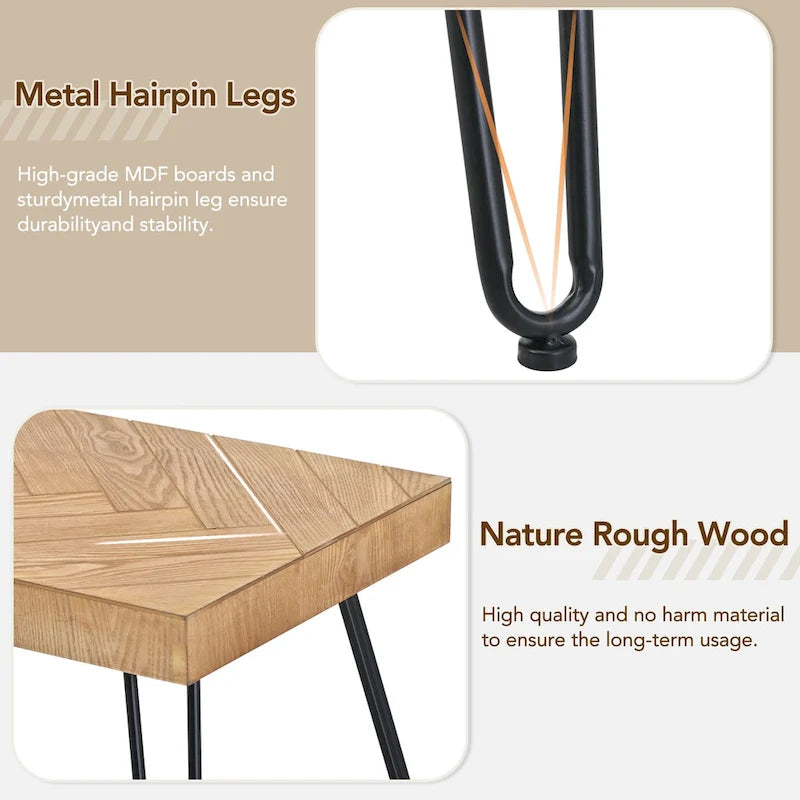 Modern Coffee Table with Metal Legs - 19.60 x 43.30 x 17.80