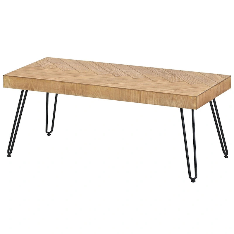 Modern Coffee Table with Metal Legs - 19.60 x 43.30 x 17.80