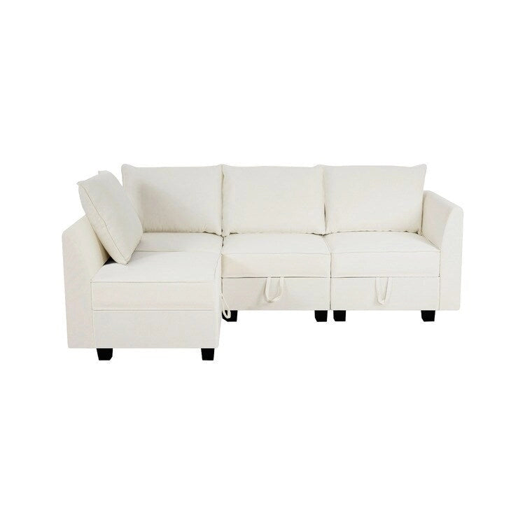 Modular 4 Piece Sofa with Soft Comfortable Seating Linen Sofa Couch with Sturdy Wooden Frame Ideal for Small Spaces