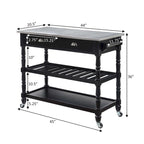 Convenience Concepts French Country 3 Tier Stainless Steel Kitchen Cart with Drawers