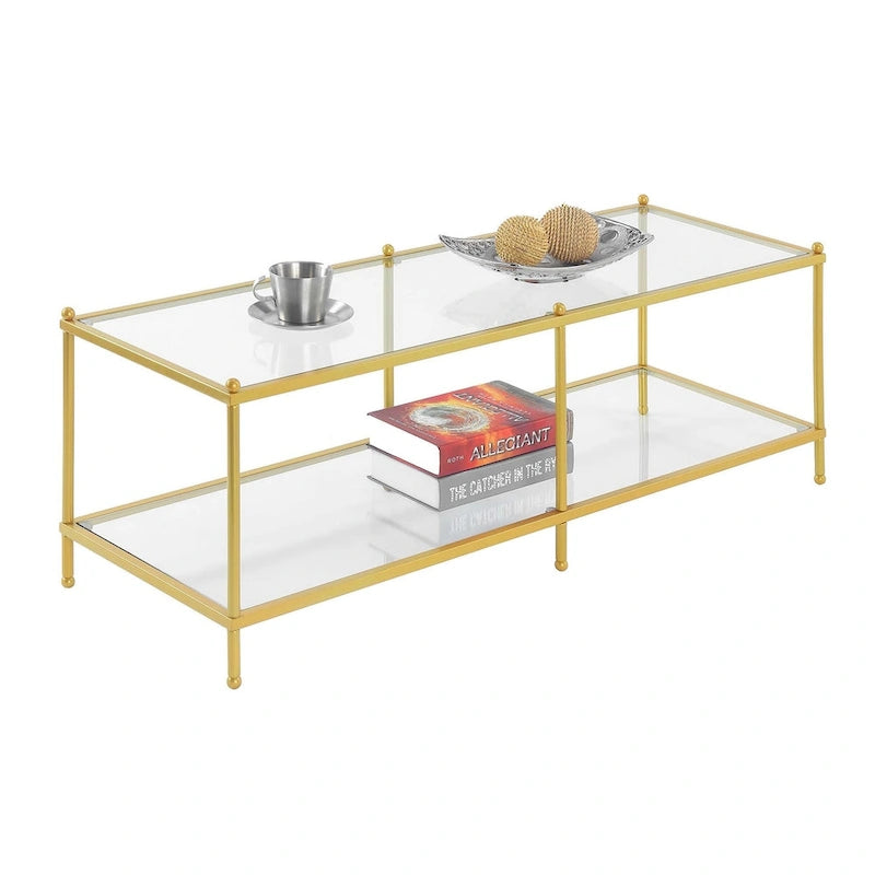 Convenience Concepts Royal Crest 2 Tier Glass Coffee Table