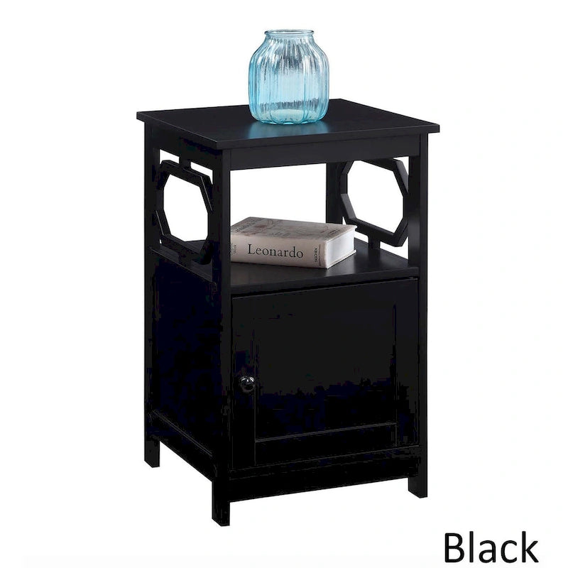 End Table with Storage Cabinet and Shelf - Octagon Side Design