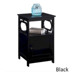End Table with Storage Cabinet and Shelf - Octagon Side Design