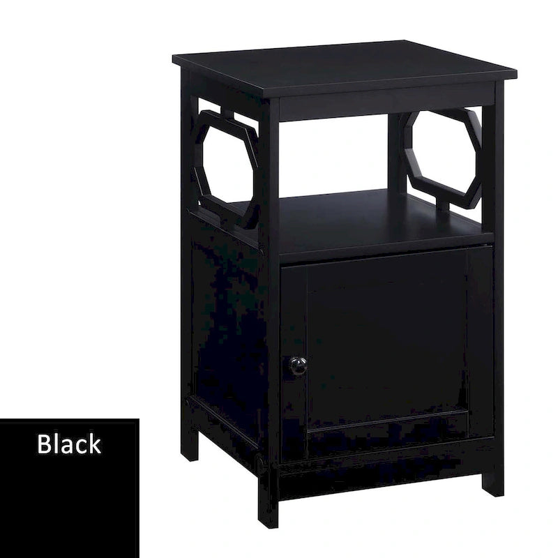 End Table with Storage Cabinet and Shelf - Octagon Side Design