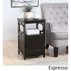 End Table with Storage Cabinet and Shelf - Octagon Side Design