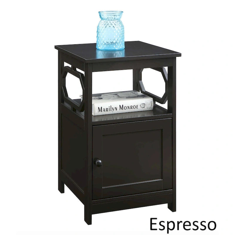 End Table with Storage Cabinet and Shelf - Octagon Side Design