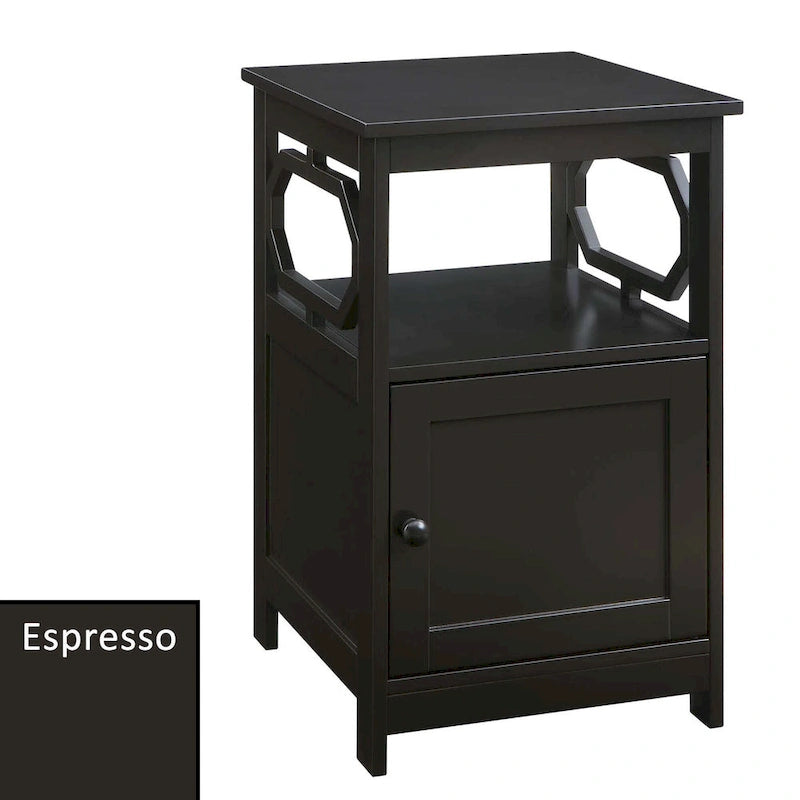 End Table with Storage Cabinet and Shelf - Octagon Side Design