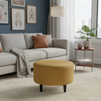 Round Ottoman - Mid-Century Style - Wooden Legs